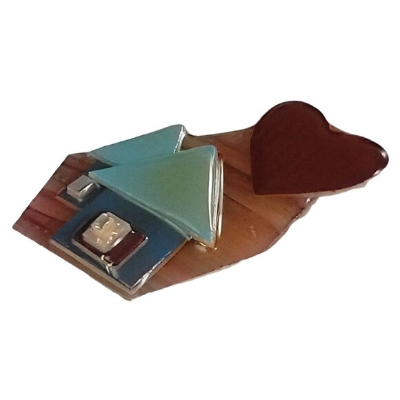 Lucinda Blue Green House Pin K513 - Picture 2 of 7